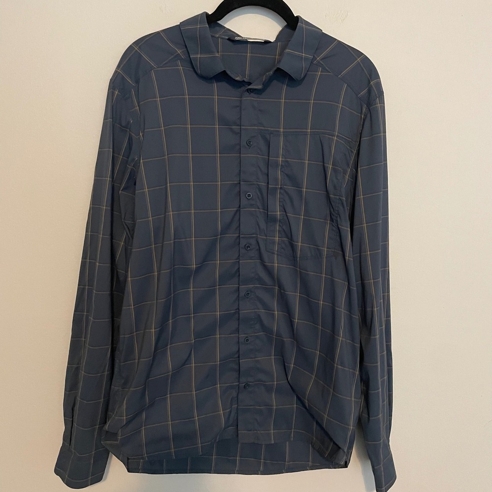 Arcteryx Riel‎ long sleeve button down shirt M windowpane print hiking outdoor
